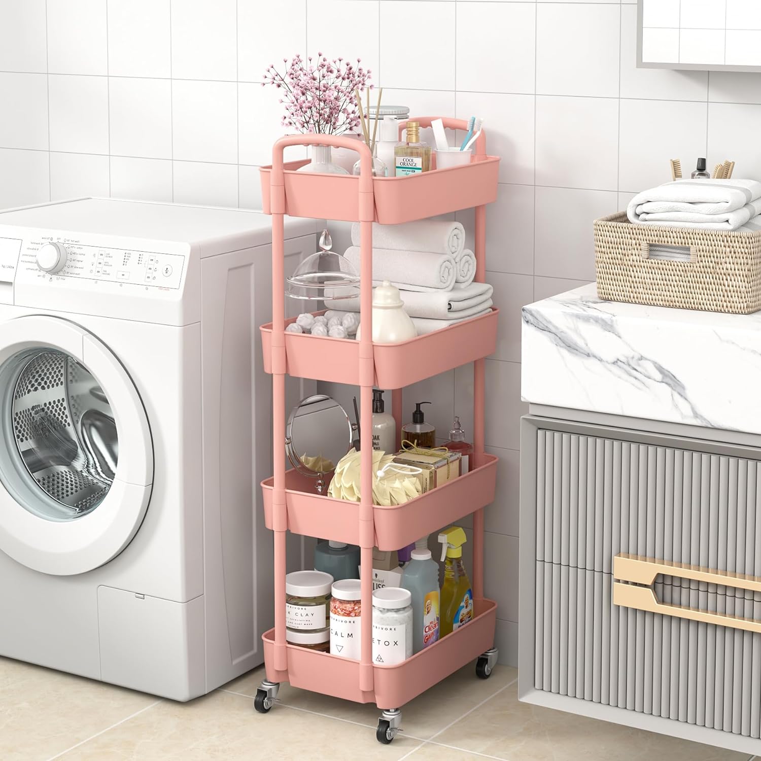 Plastic Rolling Utility Cart, Storage Trolley, Movable Storage Organizer, Storage Cart -3 Tier Plastic Rolling Utility Cart, Storage Trolley, Movable Storage Organizer, Storage Cart -3 Tier